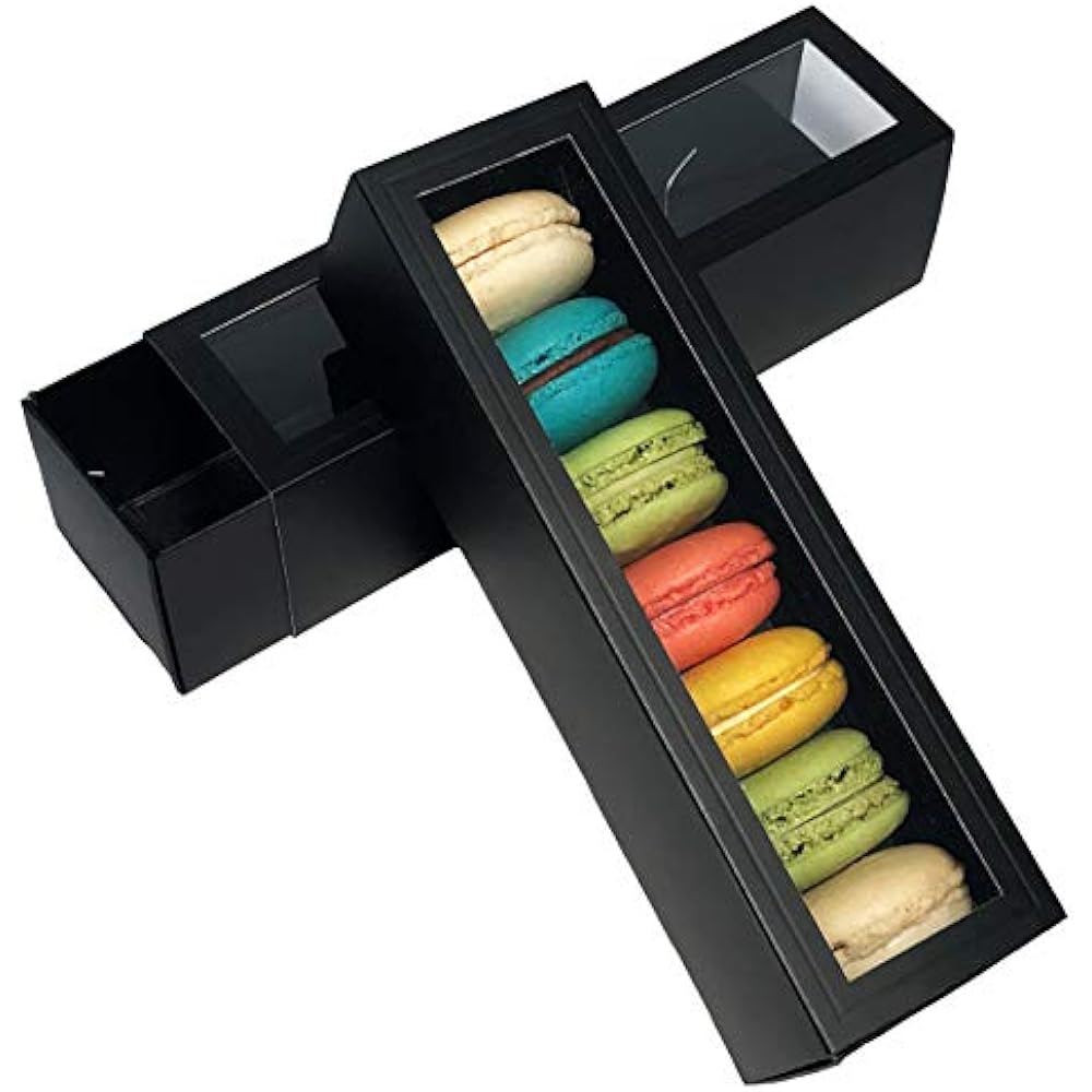 black macaron boxes