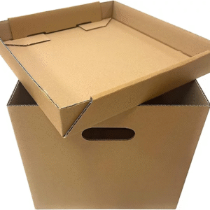 cardboard boxes with lids and handles