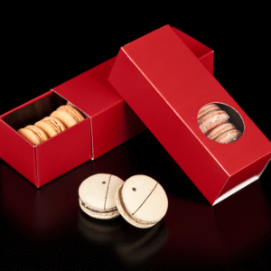 red macaron boxes