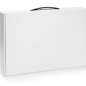 white cardboard boxes with handles