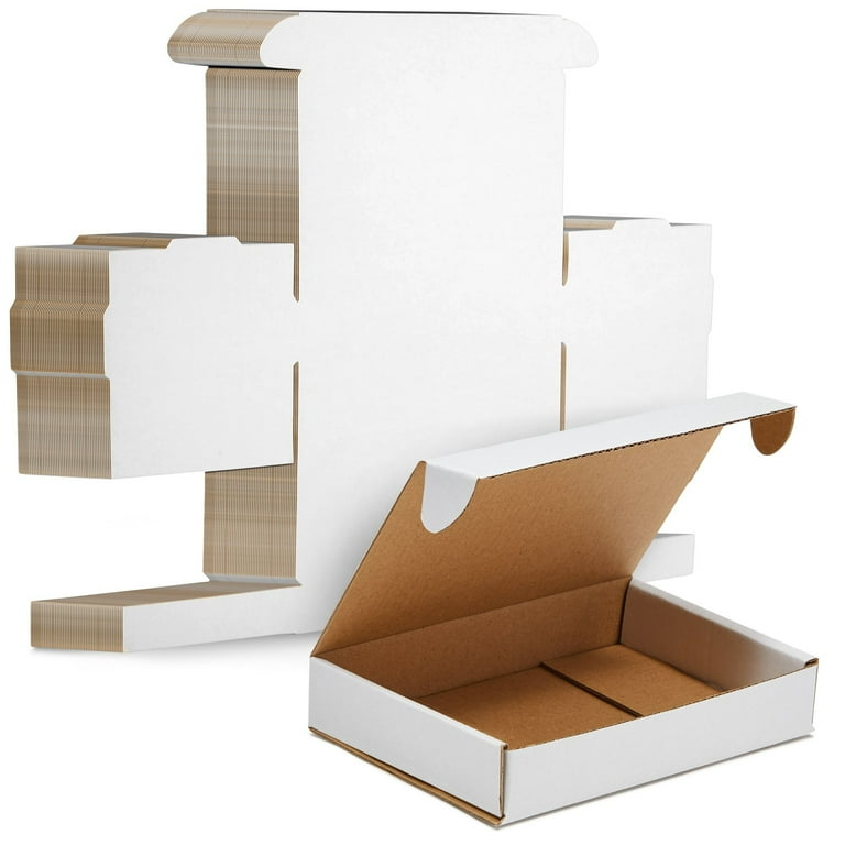 white flat pack boxes