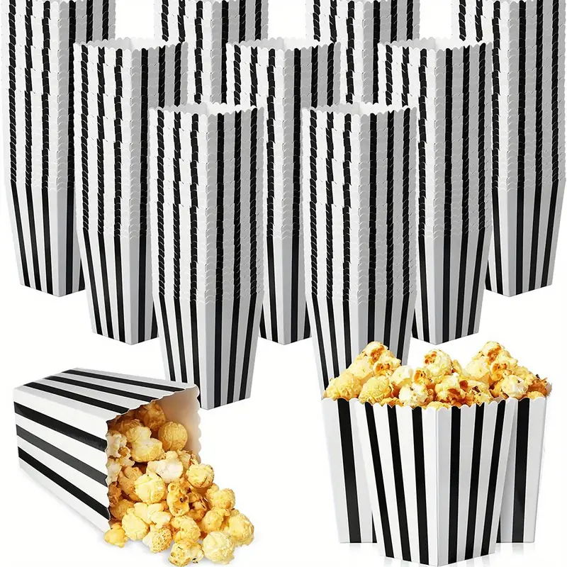 black and white striped popcorn boxes