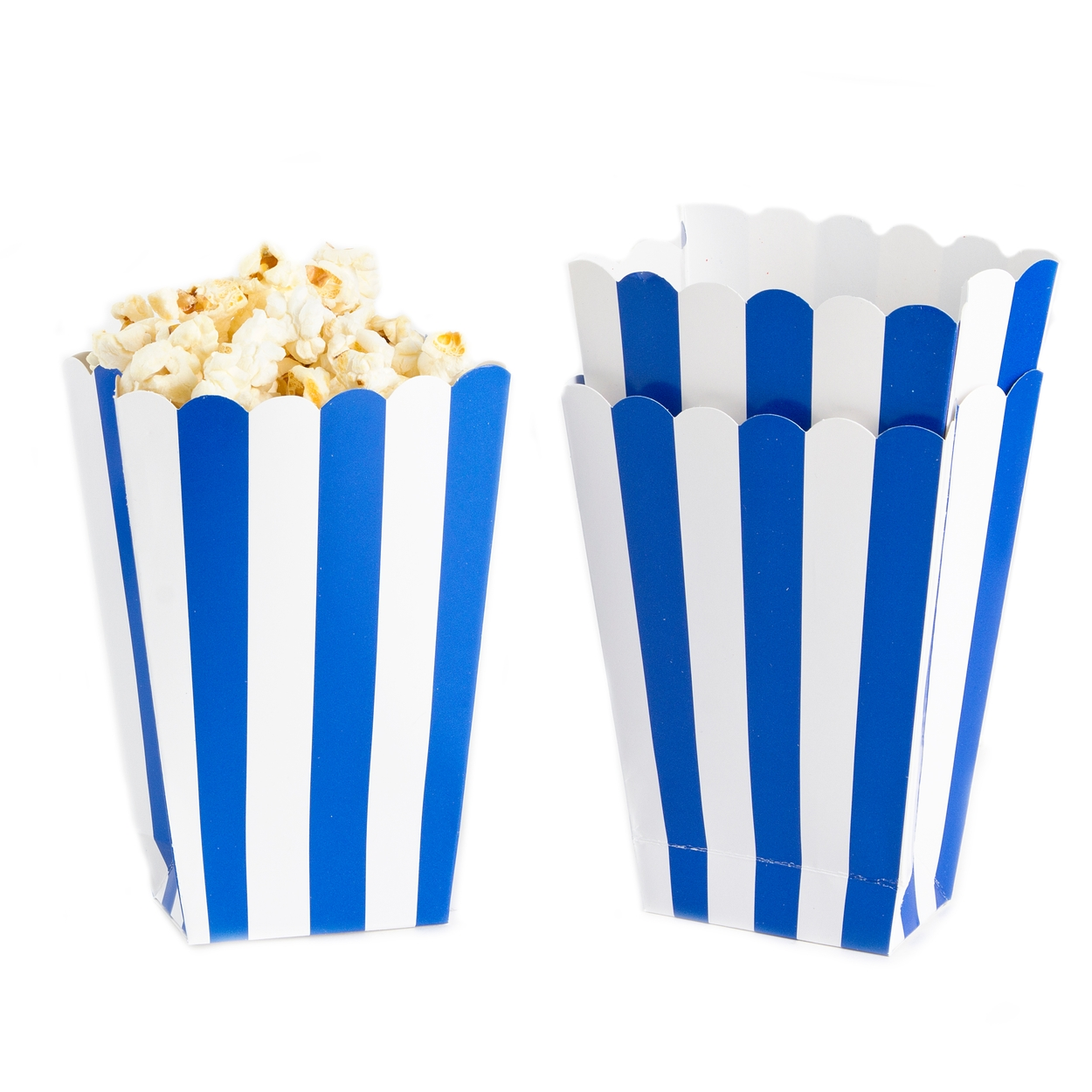 blue and white popcorn boxes